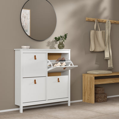 Barcelona Shoe Cabinet 4 Flip Down Doors in White – FTG, view 8