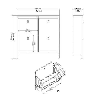 Barcelona Shoe Cabinet 4 Flip Down Doors in Matt Black – FTG, view 12