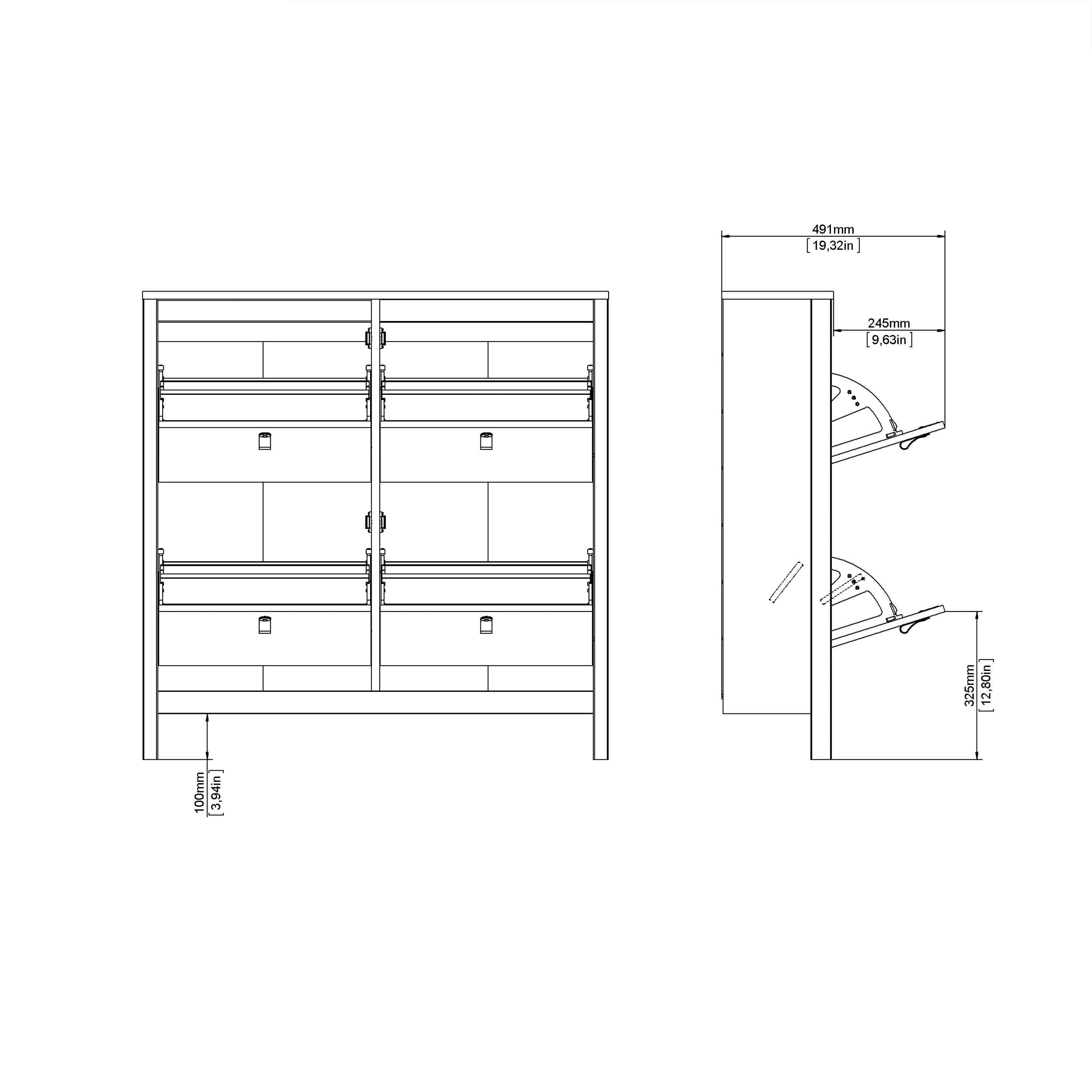 Barcelona Shoe Cabinet 4 Flip Down Doors in Matt Black – FTG, view 13