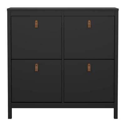 Barcelona Shoe Cabinet 4 Flip Down Doors in Matt Black – FTG, view 2