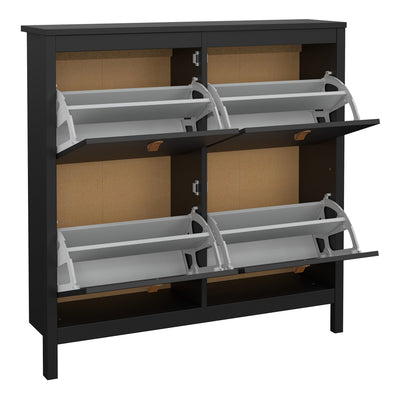 Barcelona Shoe Cabinet 4 Flip Down Doors in Matt Black – FTG, view 5
