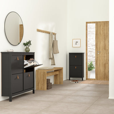 Barcelona Shoe Cabinet 4 Flip Down Doors in Matt Black – FTG, view 6