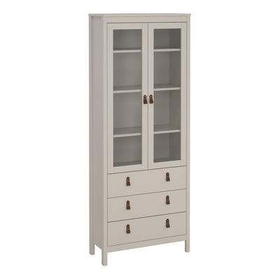 Barcelona China Cabinet 2 Glass Doors with 3 Drawers in Cashmere – FTG