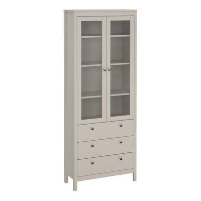 Barcelona China Cabinet 2 Glass Doors with 3 Drawers in Cashmere – FTG, view 2