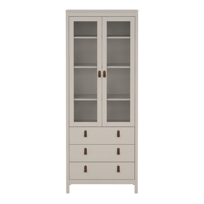 Barcelona China Cabinet 2 Glass Doors with 3 Drawers in Cashmere – FTG, view 3
