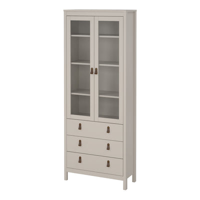 Barcelona China Cabinet 2 Glass Doors with 3 Drawers in Cashmere – FTG, view 4