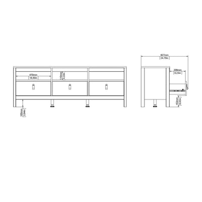Barcelona Tv Unit 3 Drawers in White – FTG, view 10