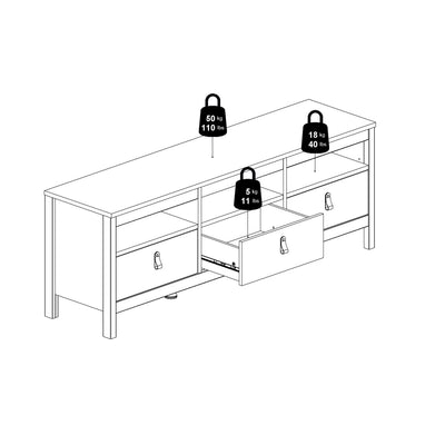 Barcelona Tv Unit 3 Drawers in White – FTG, view 11