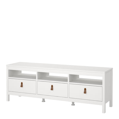 Barcelona Tv Unit 3 Drawers in White – FTG, view 3