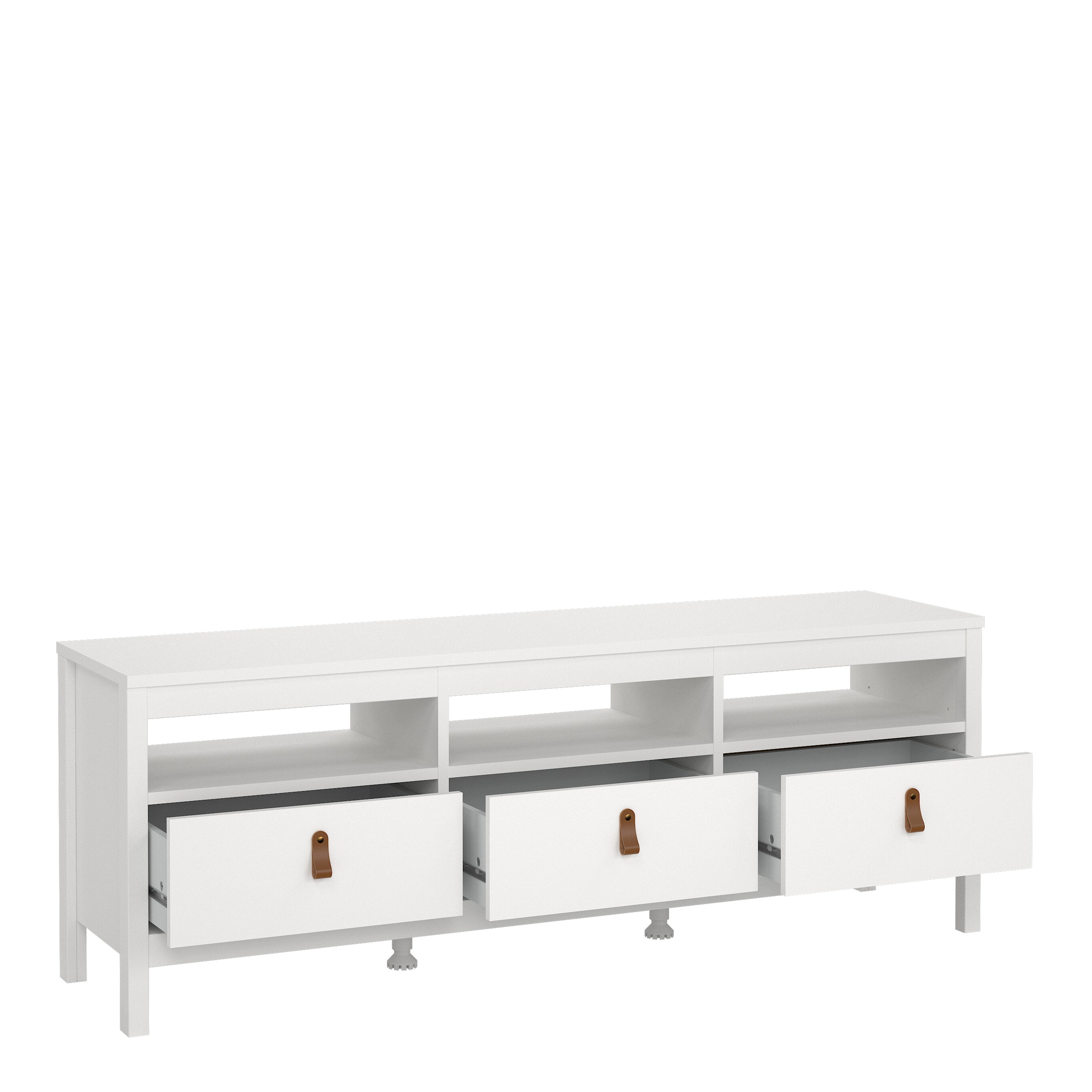 Barcelona Tv Unit 3 Drawers in White – FTG, view 4