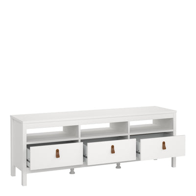 Barcelona Tv Unit 3 Drawers in White – FTG, view 4