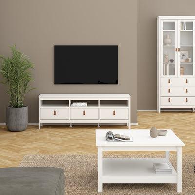 Barcelona Tv Unit 3 Drawers in White – FTG, view 5