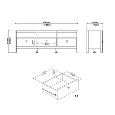 Barcelona Tv Unit 3 Drawers in White – FTG, view 9