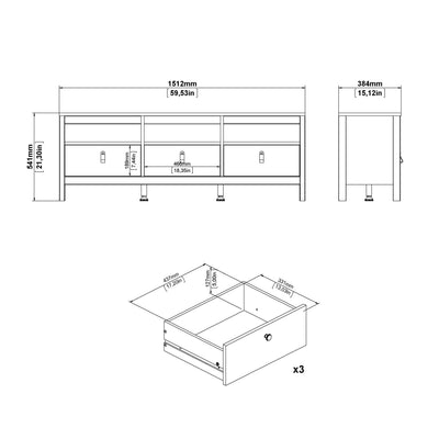 Barcelona TV Unit 3 Drawers in Matt Black – FTG, view 10