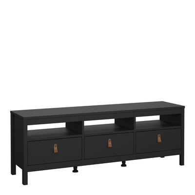 Barcelona TV Unit 3 Drawers in Matt Black – FTG