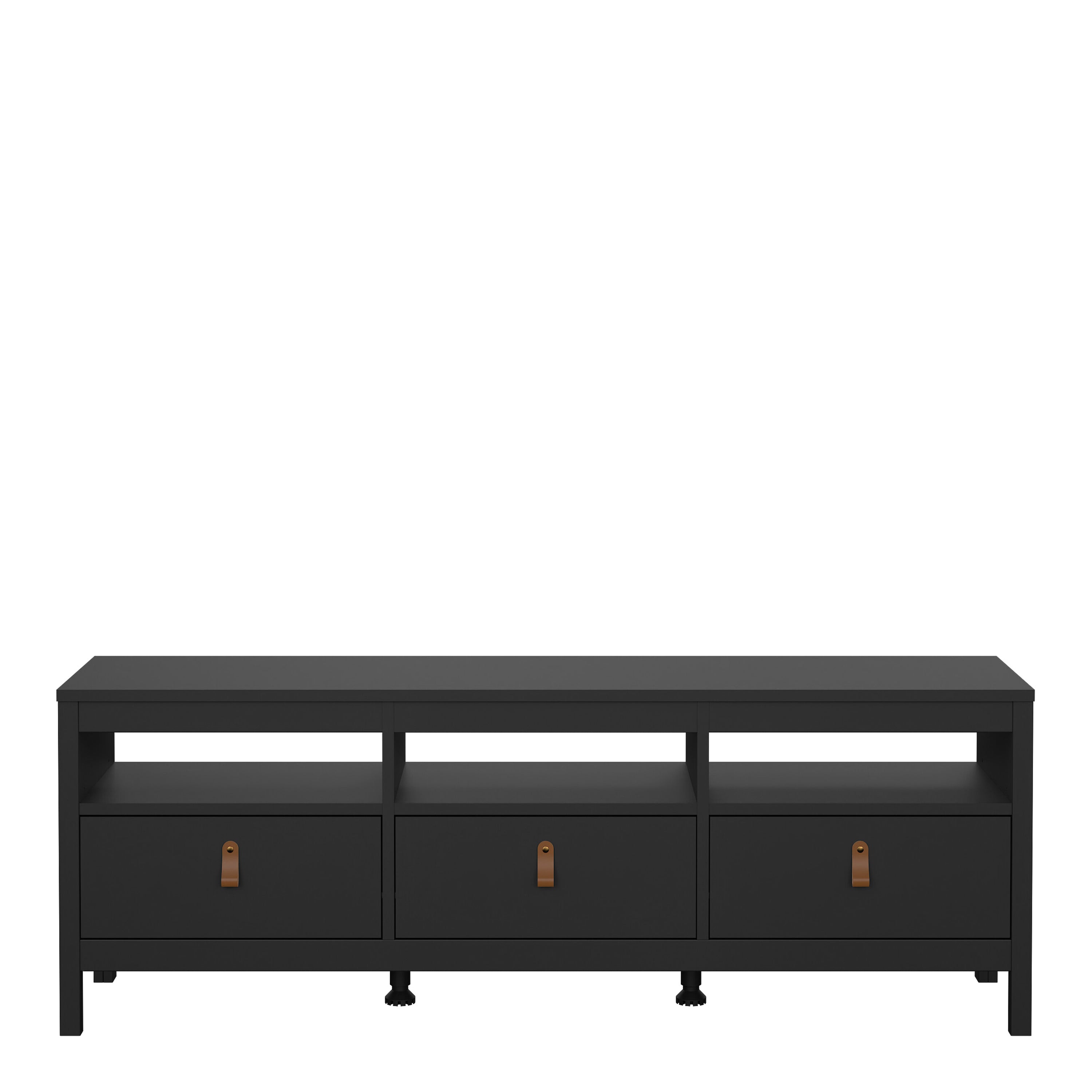 Barcelona TV Unit 3 Drawers in Matt Black – FTG, view 2