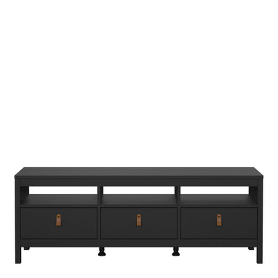 Barcelona TV Unit 3 Drawers in Matt Black – FTG, view 2