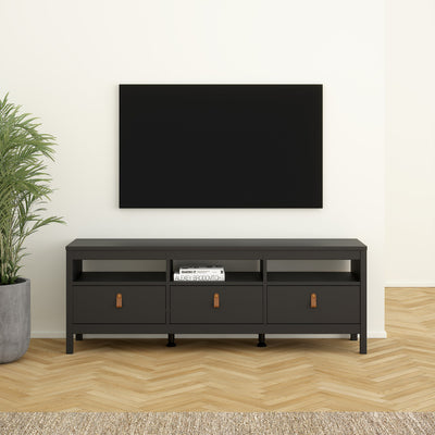 Barcelona TV Unit 3 Drawers in Matt Black – FTG, view 7