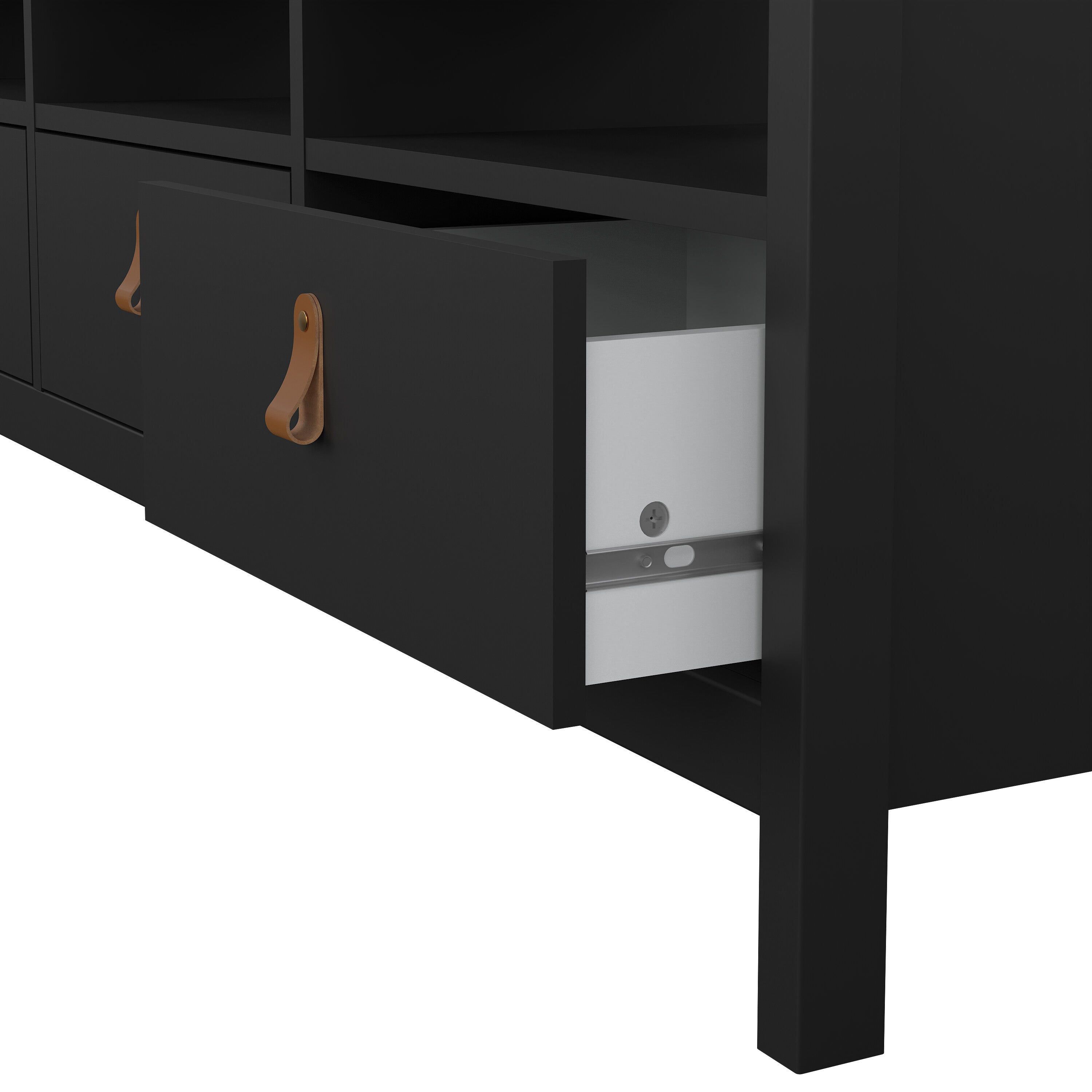 Barcelona TV Unit 3 Drawers in Matt Black – FTG, view 9