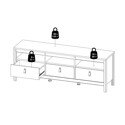 Barcelona TV Unit 3 Drawers in Cashmere – FTG, view 13