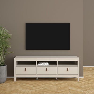 Barcelona TV Unit 3 Drawers in Cashmere – FTG, view 2