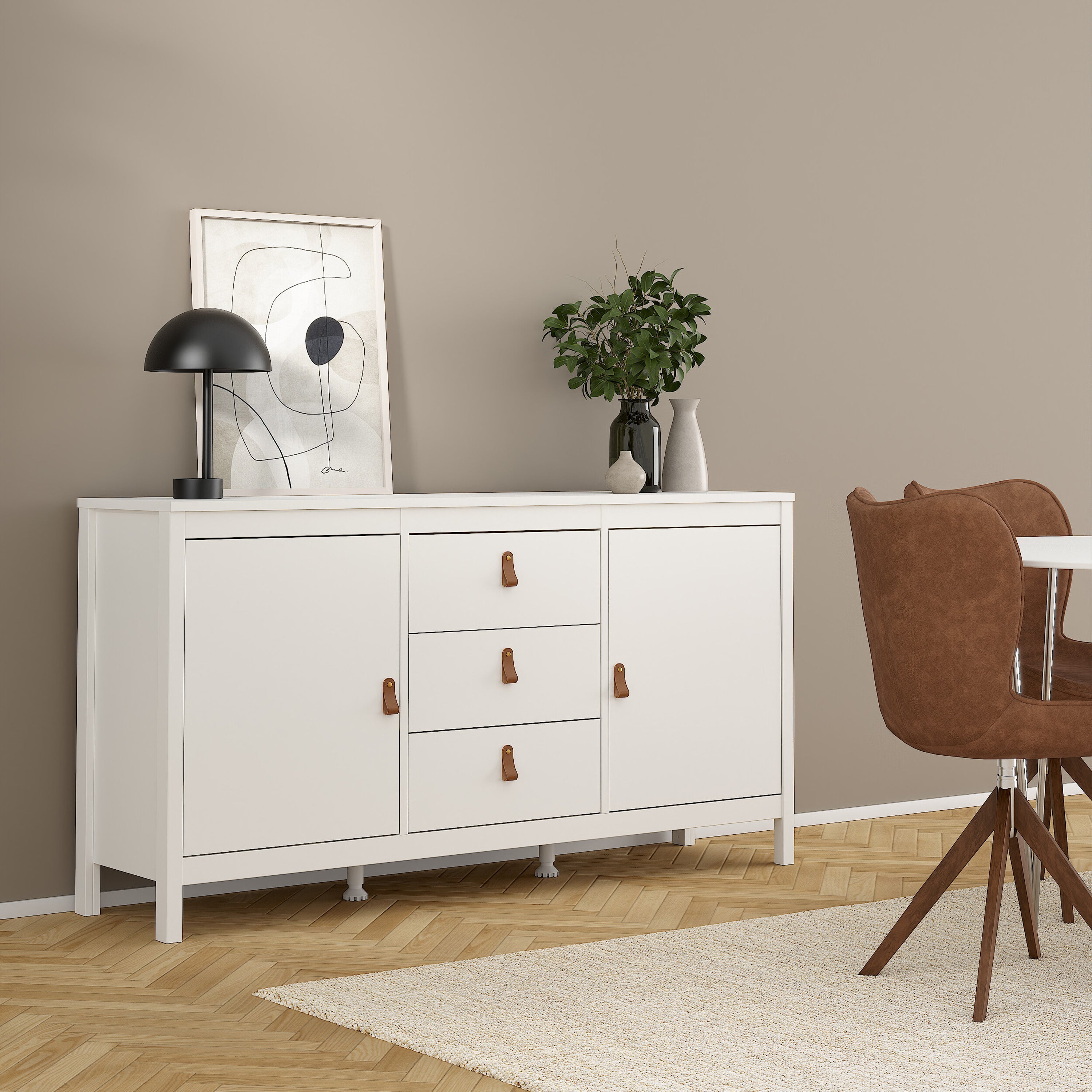 Barcelona Sideboard 2 Doors 3 Drawers in White – FTG, view 6