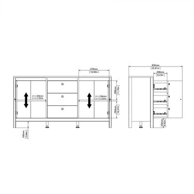 Barcelona Sideboard 2 Doors 3 Drawers in Matt Black – FTG, view 10