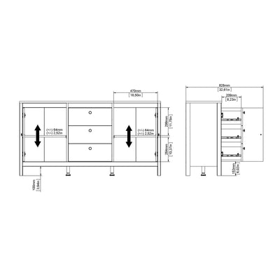 Barcelona Sideboard 2 Doors + 3 Drawers in Jackson Hickory Oak – FTG, view 11
