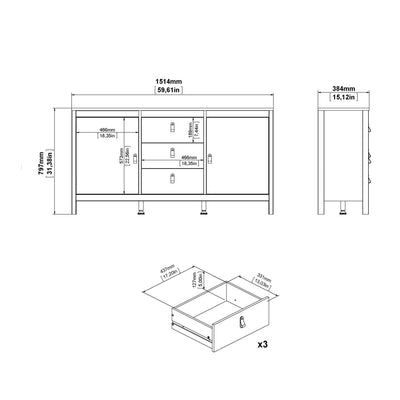 Barcelona Sideboard 2 Doors + 3 Drawers in Cashmere – FTG, view 11