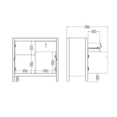 Barcelona Sideboard 2 Doors 1 Drawer in Matt Black – FTG, view 12