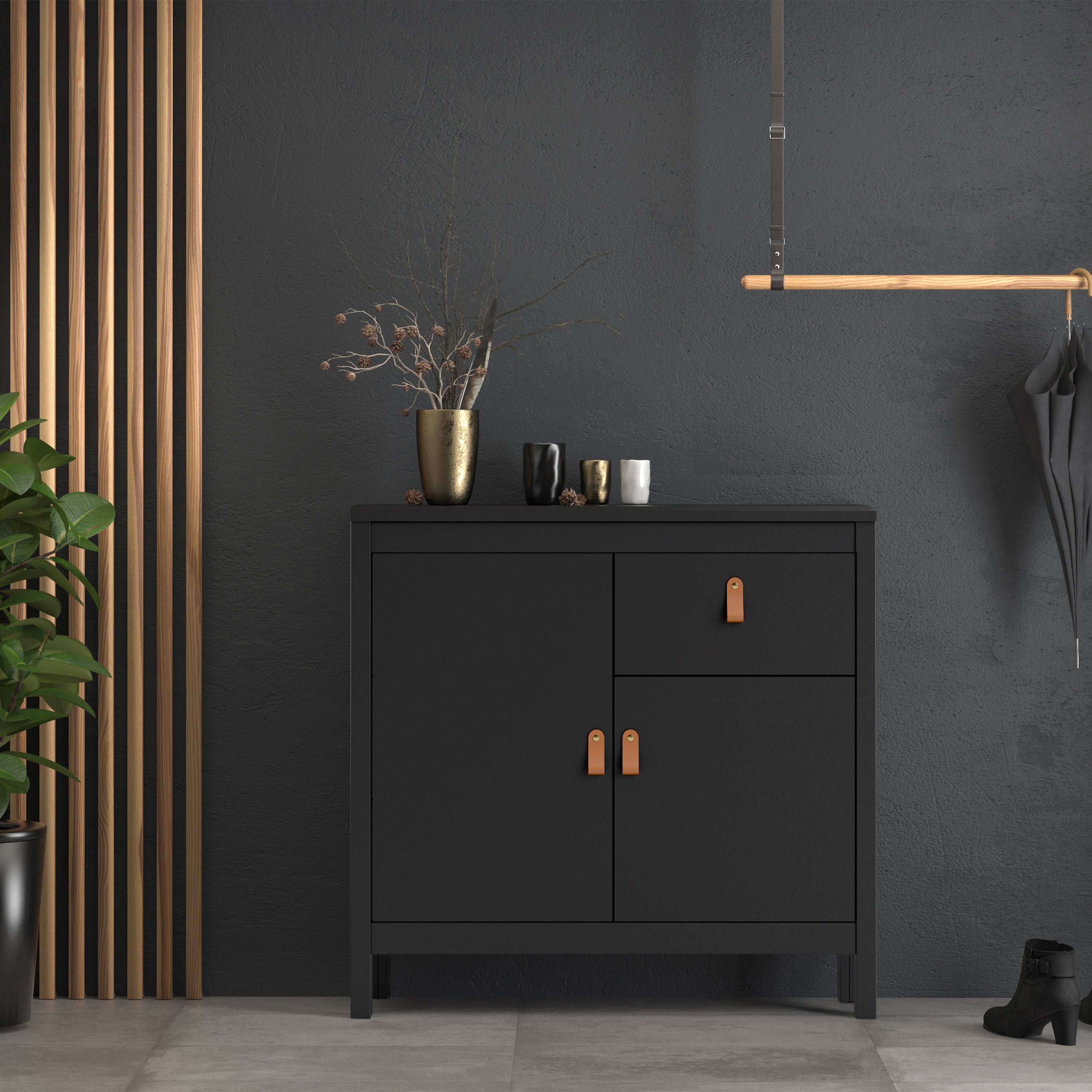 Barcelona Sideboard 2 Doors 1 Drawer in Matt Black – FTG, view 8
