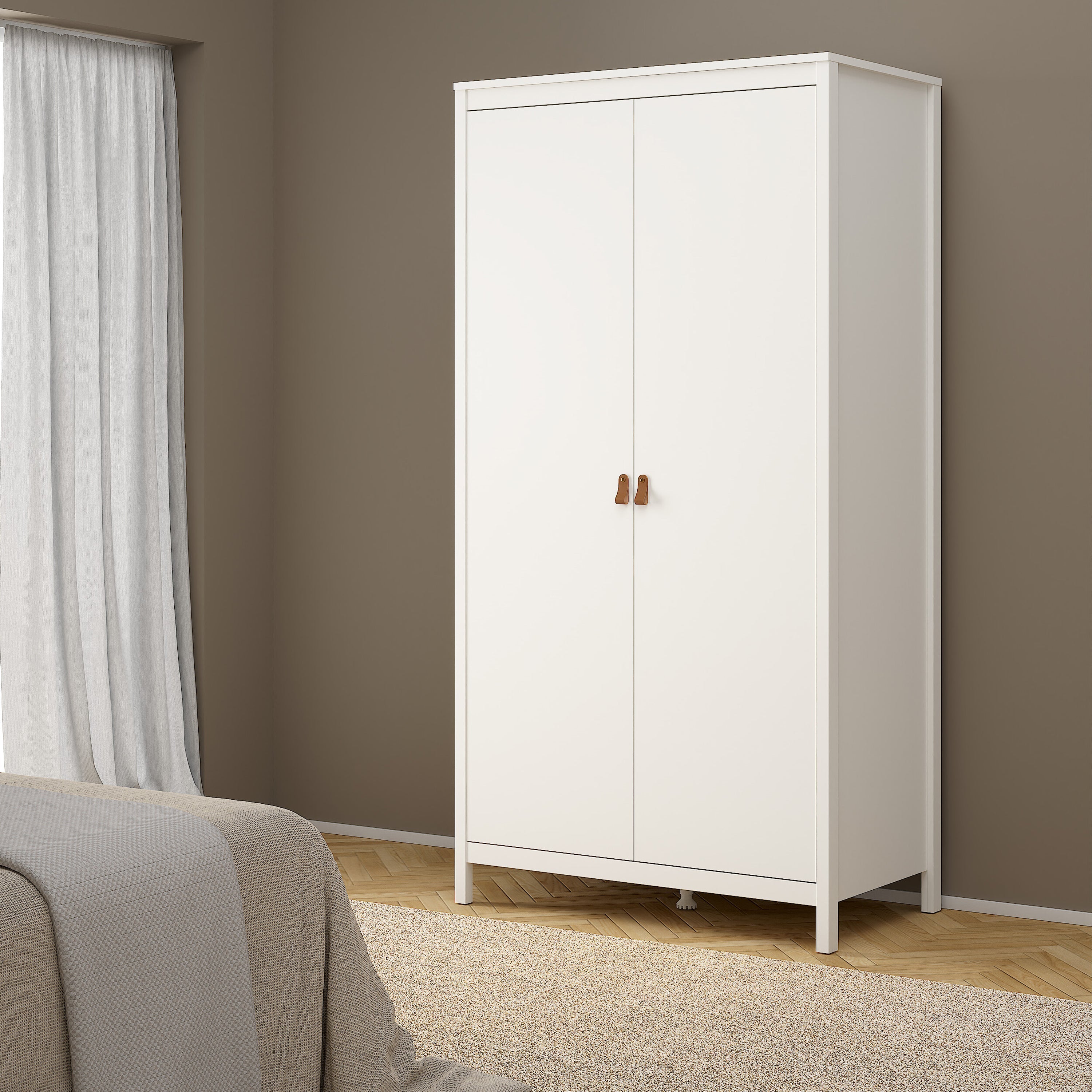 Barcelona Wardrobe with 2 Doors in White – FTG, view 6