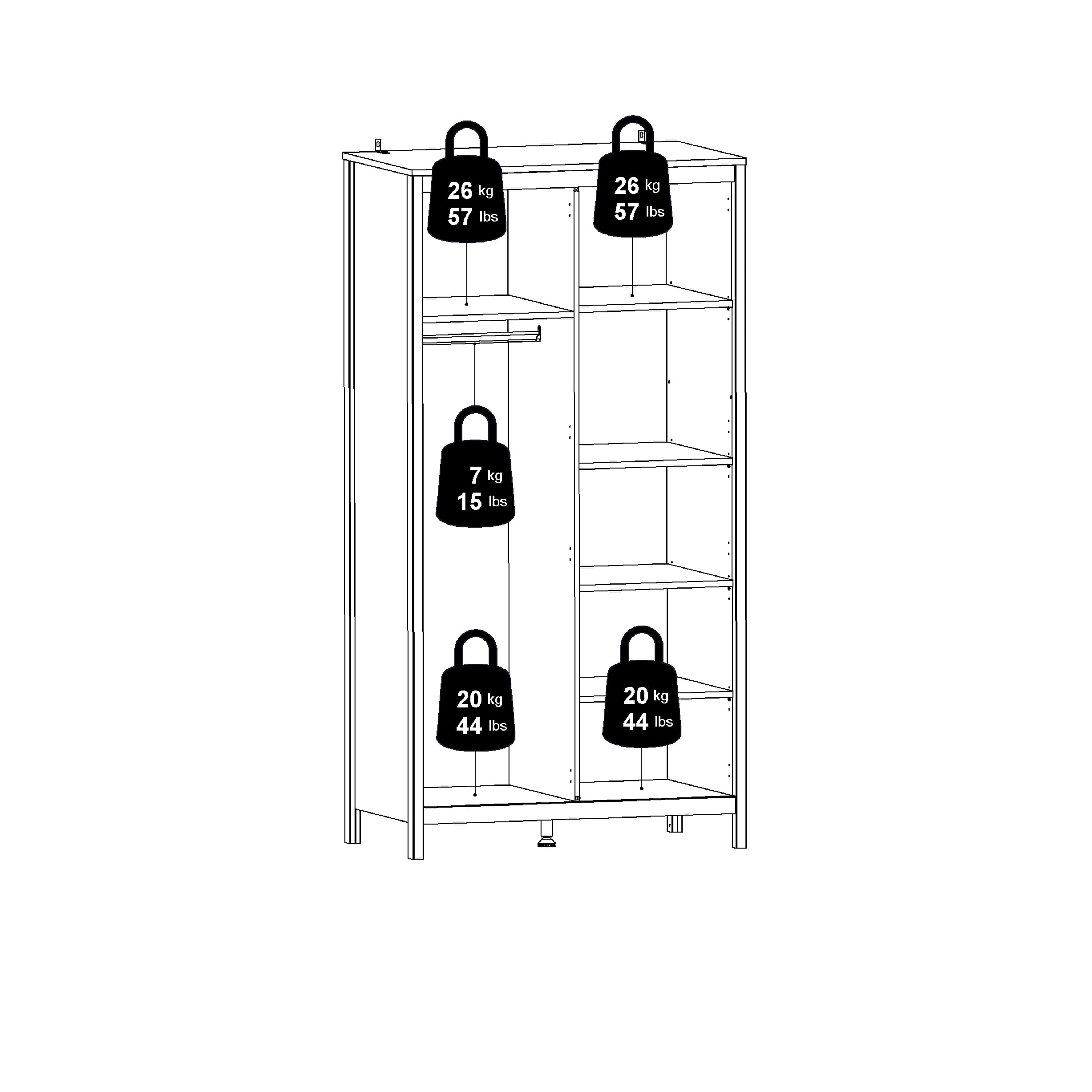 Barcelona Wardrobe with 2 Doors in Matt Black – FTG, view 11