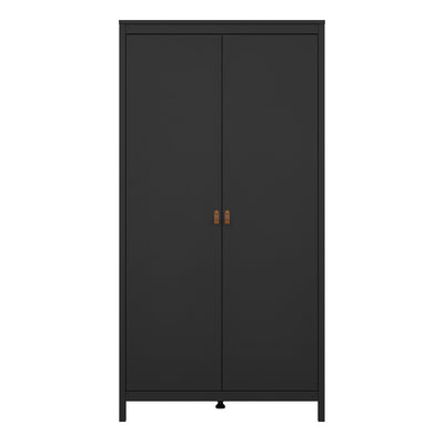 Barcelona Wardrobe with 2 Doors in Matt Black – FTG, view 2