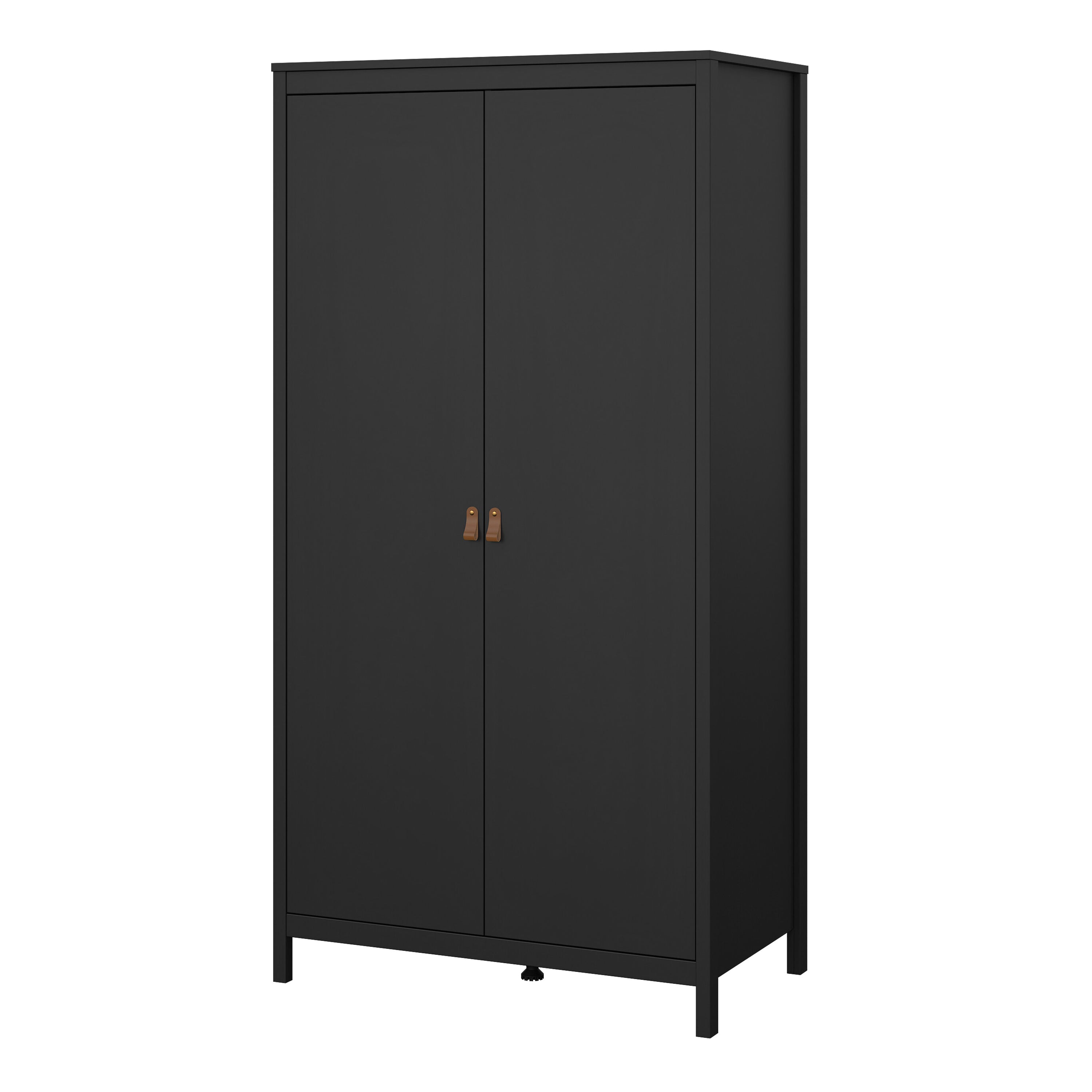 Barcelona Wardrobe with 2 Doors in Matt Black – FTG, view 3