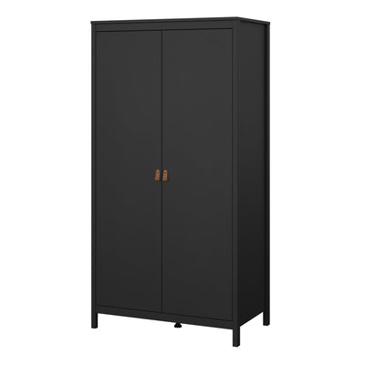 Barcelona Wardrobe with 2 Doors in Matt Black – FTG, view 3