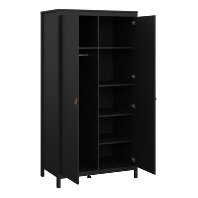 Barcelona Wardrobe with 2 Doors in Matt Black – FTG, view 5