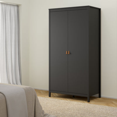 Barcelona Wardrobe with 2 Doors in Matt Black – FTG, view 6