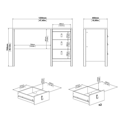 Barcelona Desk 3 Drawers in White – FTG, view 10