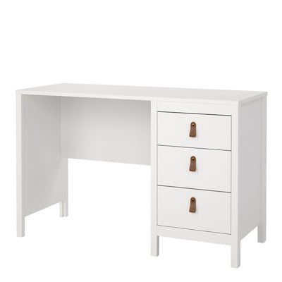 Barcelona Desk 3 Drawers in White – FTG, view 3
