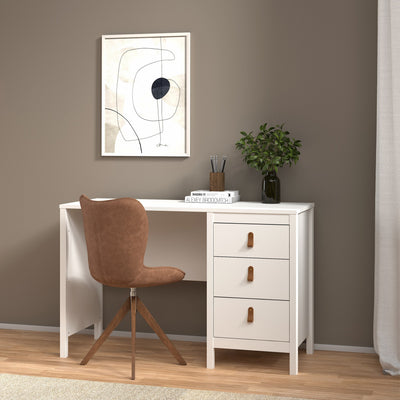 Barcelona Desk 3 Drawers in White – FTG, view 6