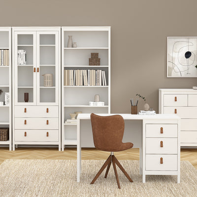 Barcelona Desk 3 Drawers in White – FTG, view 7