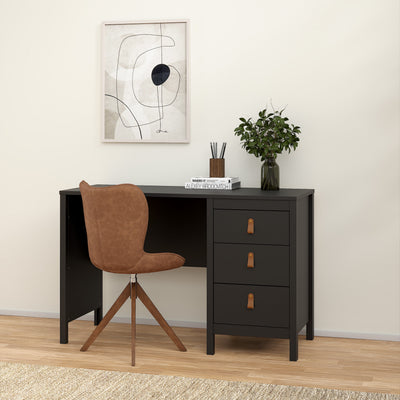 Barcelona Desk 3 Drawers in Matt Black – FTG, view 2