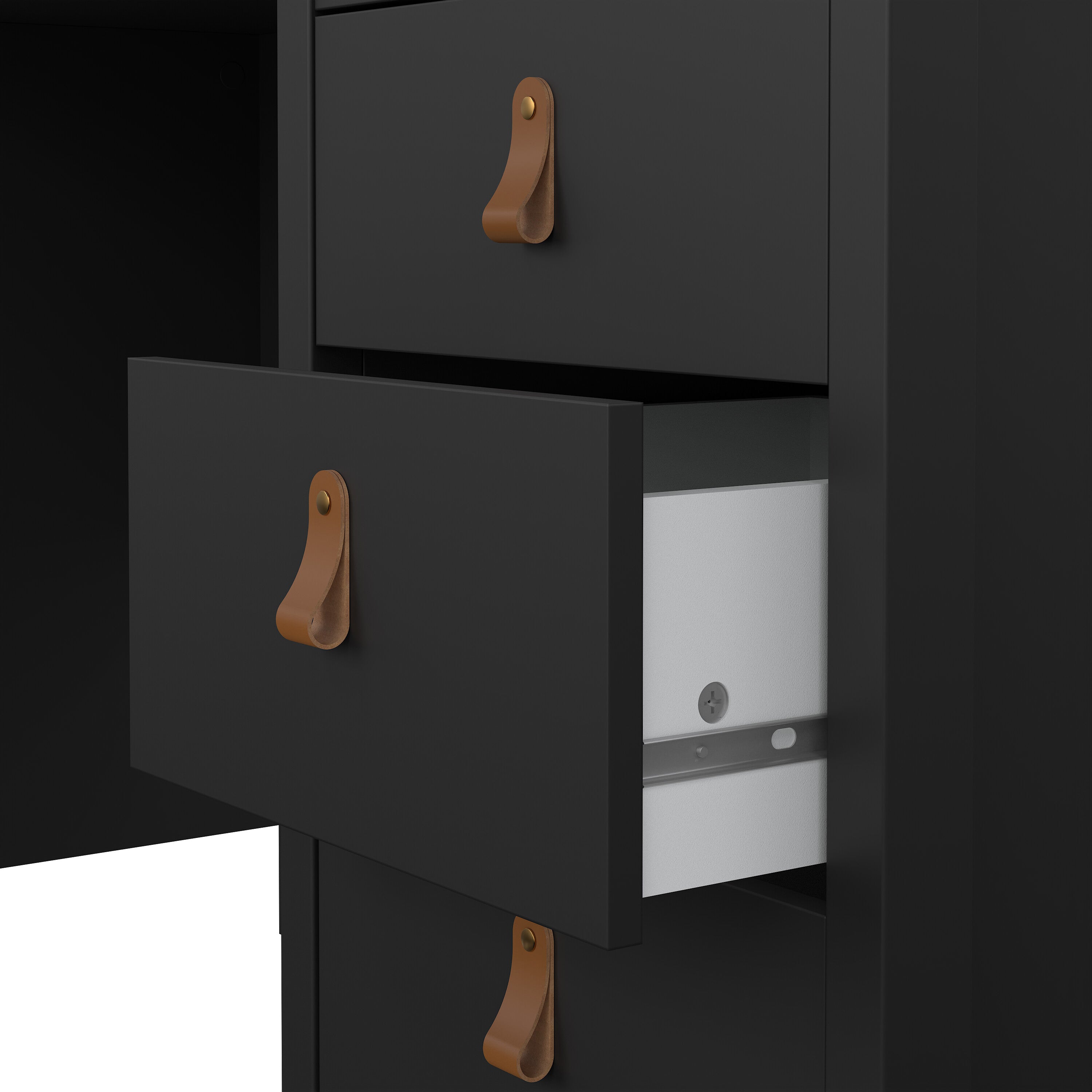 Barcelona Desk 3 Drawers in Matt Black – FTG, view 4