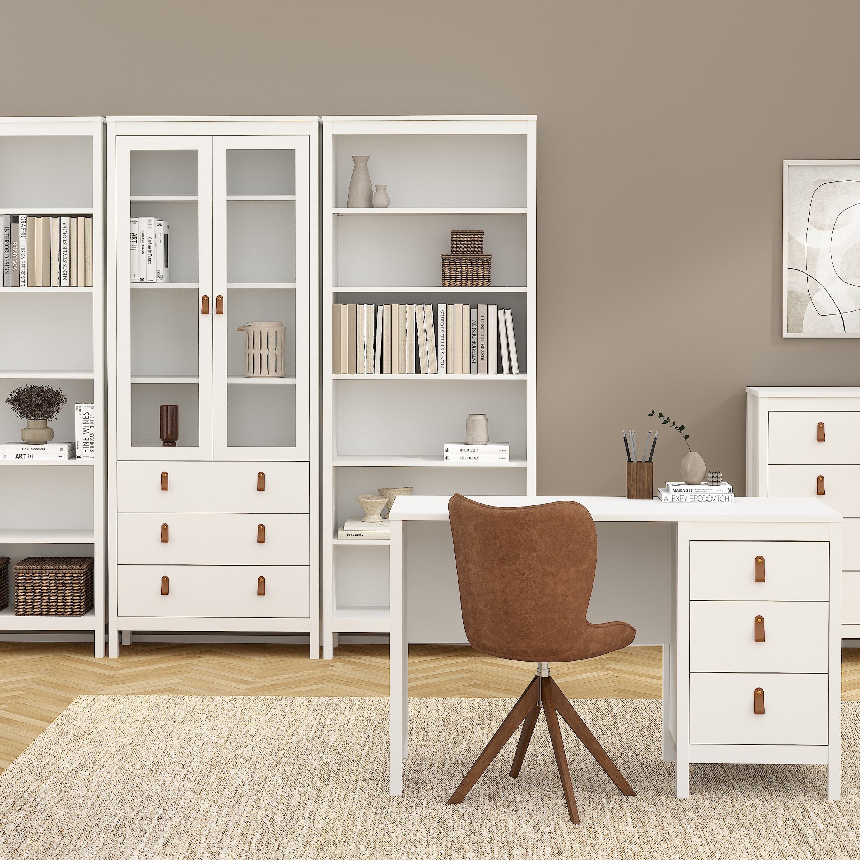 Barcelona Bookcase in White – FTG, view 6