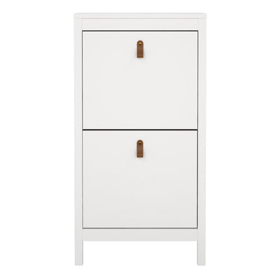 Barcelona Shoe Cabinet 2 Flip Down Doors in White – FTG, view 2