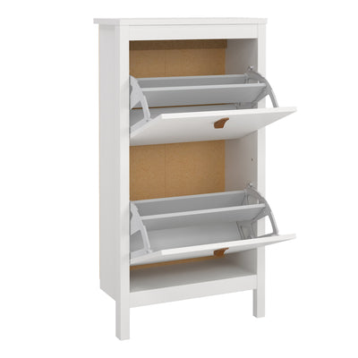 Barcelona Shoe Cabinet 2 Flip Down Doors in White – FTG, view 5