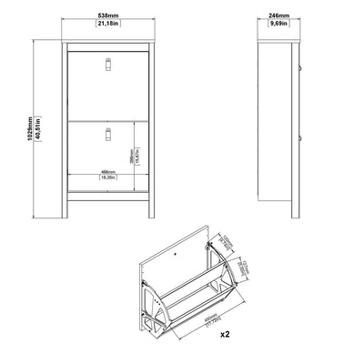 Barcelona Shoe Cabinet 2 Flip Down Doors in White – FTG, view 9