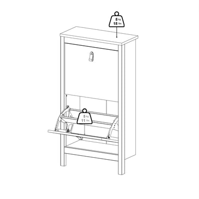 Barcelona Shoe Cabinet 2 Flip Down Doors in Matt Black – FTG, view 11