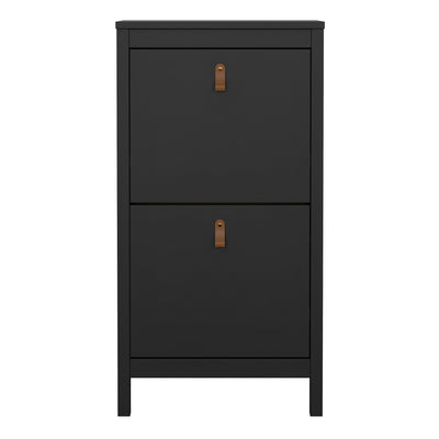Barcelona Shoe Cabinet 2 Flip Down Doors in Matt Black – FTG, view 2